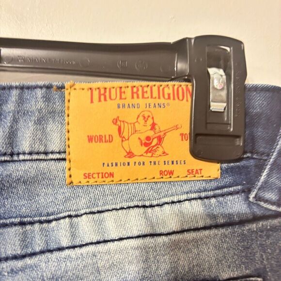 True Religion Geno Skinny Jeans 12 Blue Medium Wash Relaxed Fit Denim Ripped - Picture 4 of 13